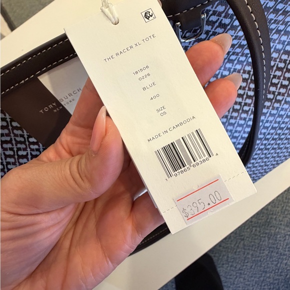 Tory Burch The Racer XL Tote Blue Pattern Lightweight Tote - Picture 7 of 11